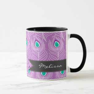 Taza El pavo real moderno empluma de moda y