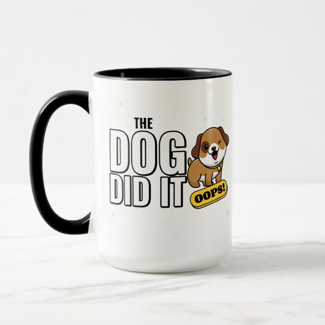 Taza El Perro Lo Hizo - Gracioso Diseño De Cachorro (Izquierda)