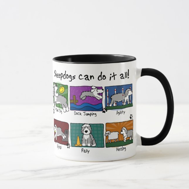 Taza El perro se divierte el perro pastor inglés viejo (Derecha)