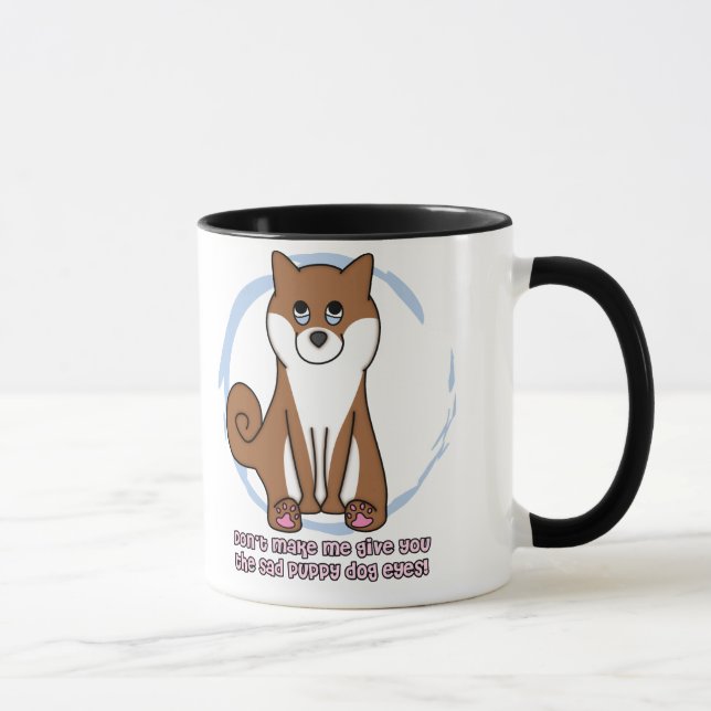 Taza El perro triste observa Shiba Inu (Derecha)