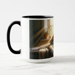 Taza El perro y el gato se abrazan.