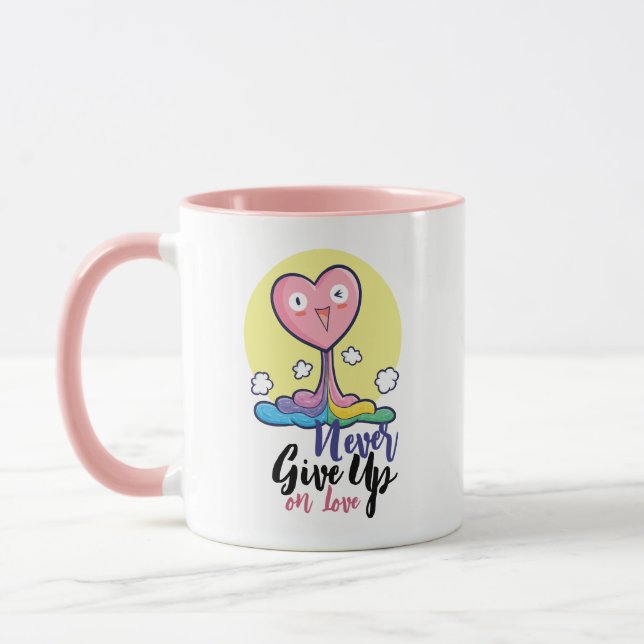 Taza El personalizable nunca se rinde ante el amor (Izquierda)