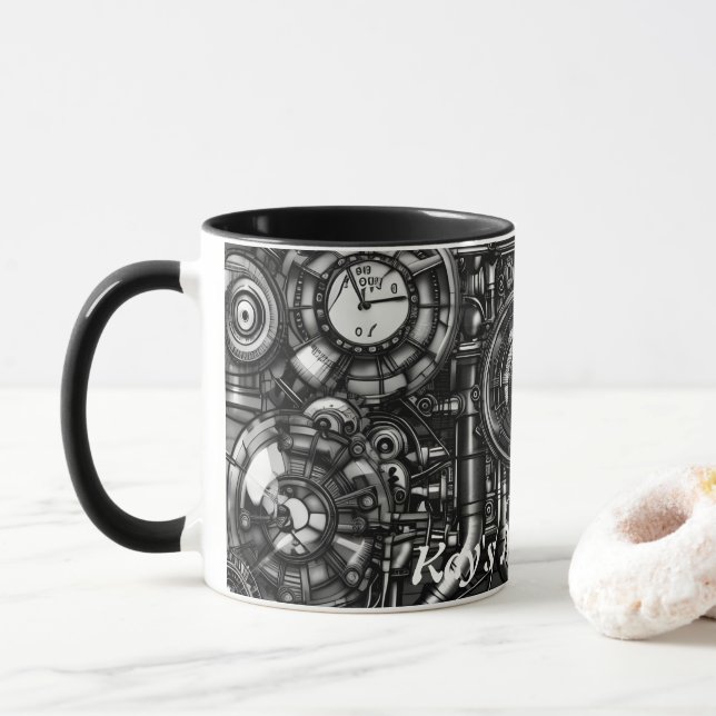 Taza El Personalizable personalizado del té matutino de (Con donut)