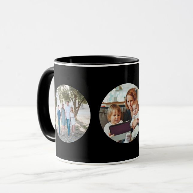 Taza El personalizado añade la ronda auto de 3 fotos (Anverso izquierdo)