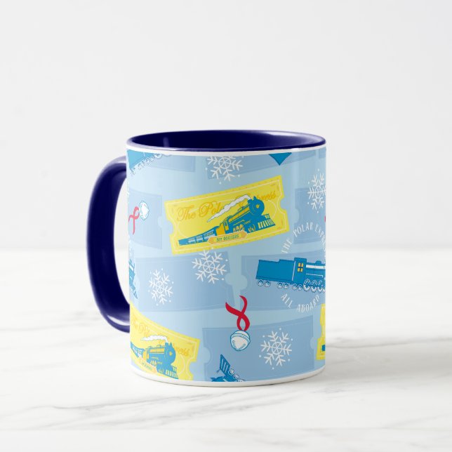 Taza El Polar Express | Patrón de Tren y Ticket Retro (Anverso izquierdo)