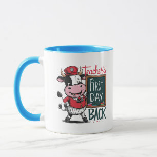 Taza el primer día de regreso del profesor. de vuelta a