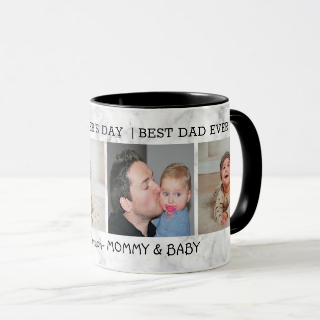 Taza El primer padre mejor que nunca cuatro mármol foto (Anverso derecho)