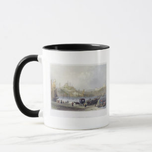 Taza El puente de flotación, Estambul, grabada por J.C