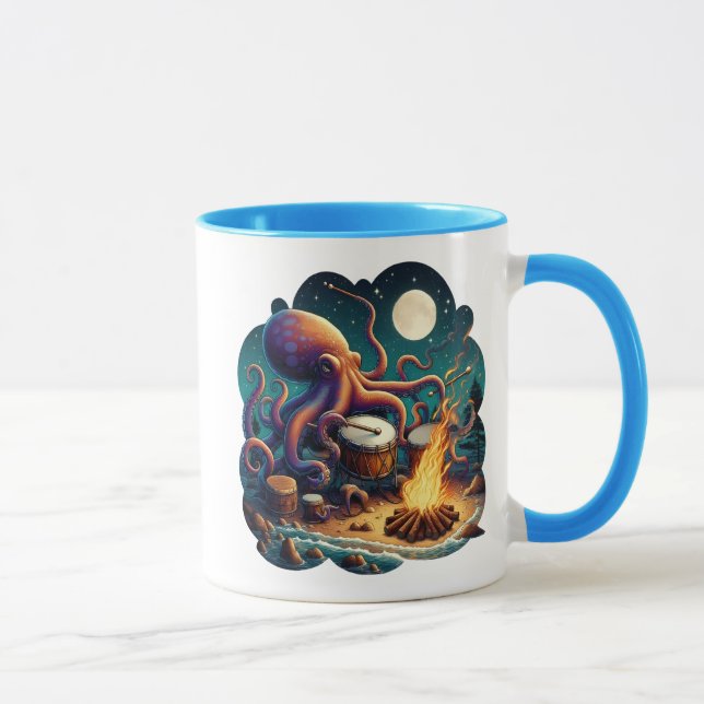 Taza El pulpo tamborilero cerca del fuego (Derecha)