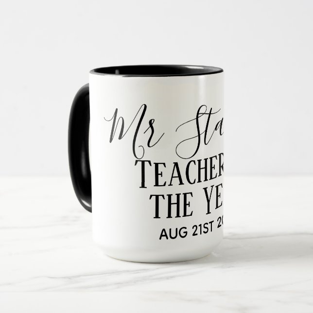 Taza El regalo de texto moderno personalizado del profe (Anverso izquierdo)