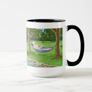 Taza El retiro feliz personaliza (la señora en hamaca)