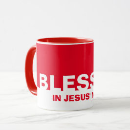 Taza El Rojo Moderno BENDIDO En El Nombre De Jesús Mug 