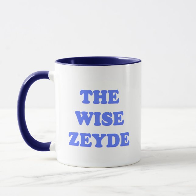 Taza El sabio Zeyde curioso pavonero Seder Mug (Izquierda)