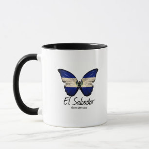 Taza El Salvador, Bandera salvadoreña, mariposa envuel