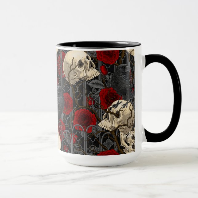 Taza El secreto de Raven. Ilustracion gótico oscuro y m (Derecha)