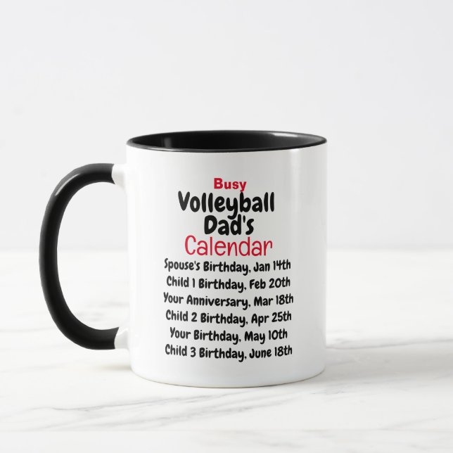 Taza El tazón del calendario de papá de voleibol ocupad (Izquierda)