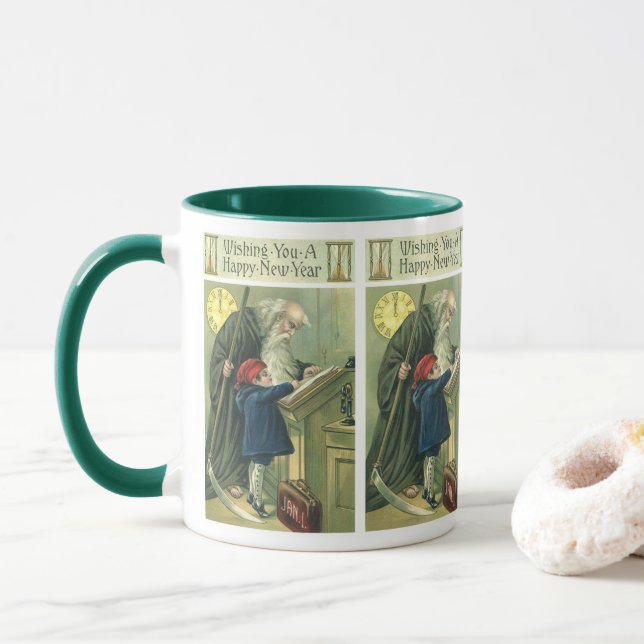Taza El tiempo del padre te desea un feliz año nuevo (Con donut)