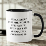 Taza El tío gracioso que nunca pedí ser el mejor tío de<br><div class="desc">Curioso tazón de café diciendo "Nunca pedí ser el mejor tío del mundo,  pero aquí estoy aplastándolo completamente". Gracioso regalo de la Copa de Ideas Únicas para el mejor tío abuelo,  perfecto para cualquier cumpleaños,  Navidades,  celebración o simplemente porque tienes que decirle a tu ser querido cuánto te importa.</div>