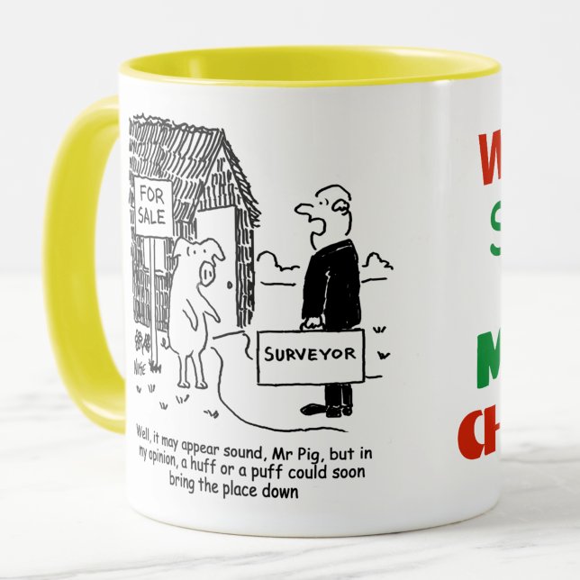 Taza El topógrafo de edificios mira la casa del Sr. Cer (Building Surveyor Mug)