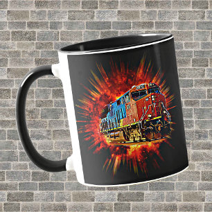 Taza El tren de locomotora diesel se reventó