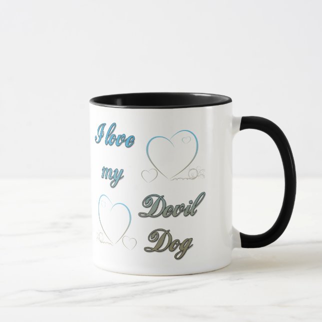 Taza El USMC I ama mi perro de diablo (Derecha)