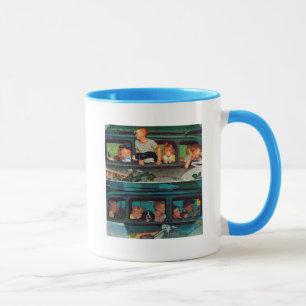 Taza El venir y el ir de Norman Rockwell