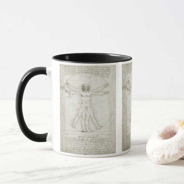Taza El vitruviano de Leonardo da Vinci (Con donut)