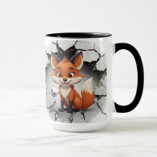 Taza El zorro lindo que sale de una pared rota