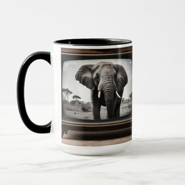 Taza Elefante Africano En Televisión Análogo, (Izquierda)