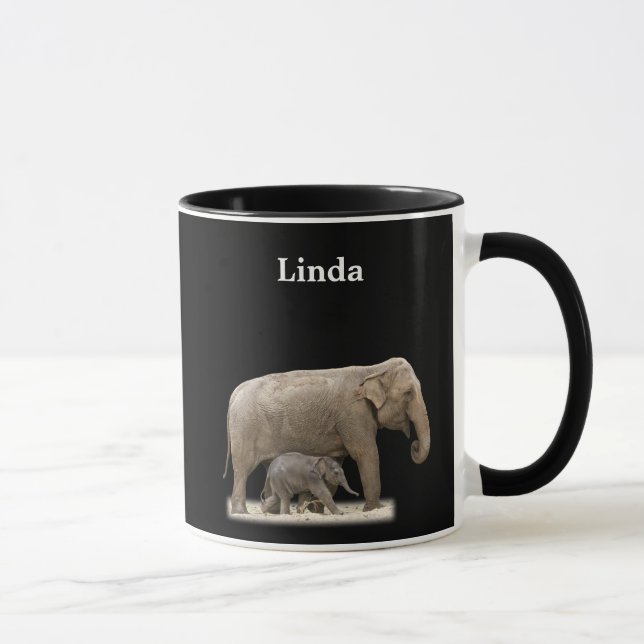 Taza Elefante Africano Personalizado En Negro (Derecha)