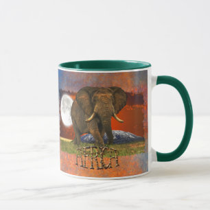 Taza Elefante africano y peluquería de Savannah en ÁFRI
