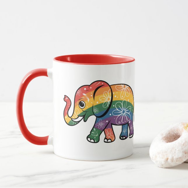 Taza Elefante arcoiris (Con donut)