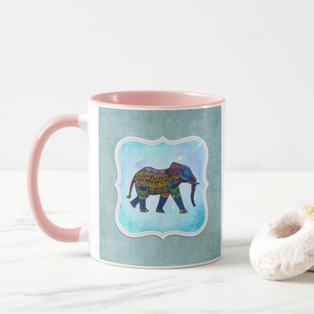 Taza Elefante azul Boho (Con donut)
