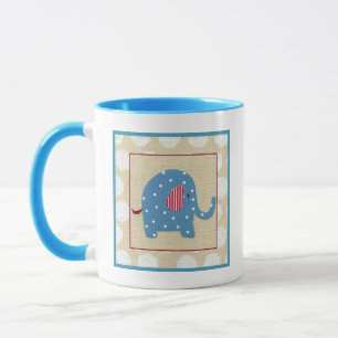 Taza Elefante azul con puntos de Polka blanco