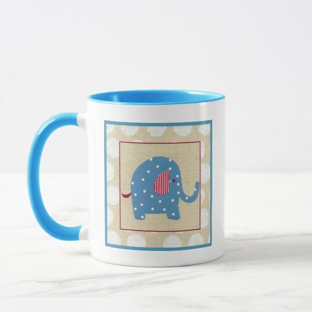 Taza Elefante azul con puntos de Polka blanco (Izquierda)