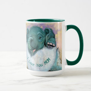 Taza Elefante Bebé En La Mug De Huevos - Te Amo MAMÁ Y