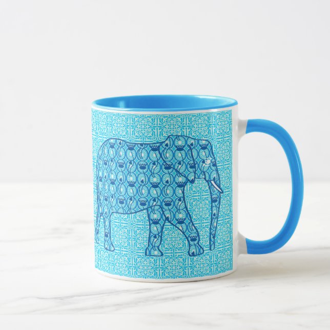 Taza Elefante de flores de Lotus - turquesa (Derecha)