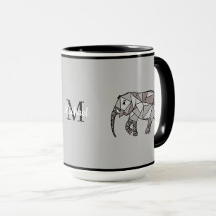 Taza Elefante gráfico monograma corto negro personaliza