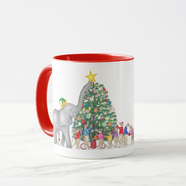 Taza elefante lindo y Navidades de meerkats (Anverso izquierdo)