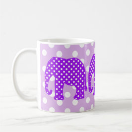 Taza Elefante púrpura y blanco de los lunares