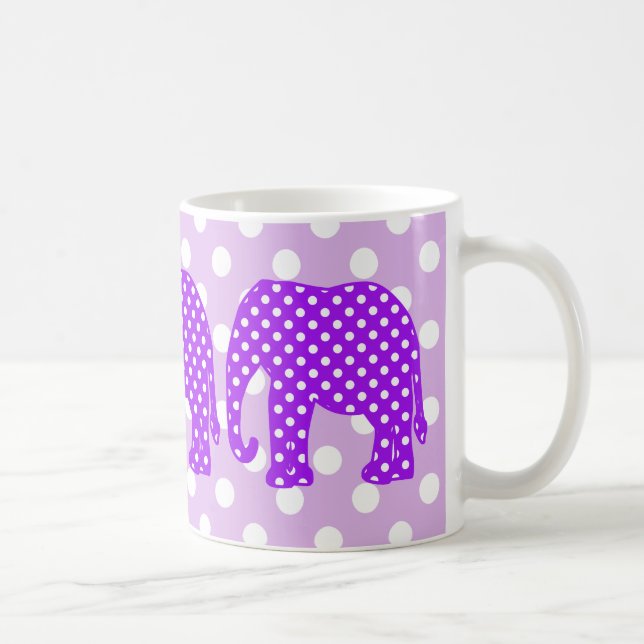 Taza Elefante púrpura y blanco de los lunares (Derecha)