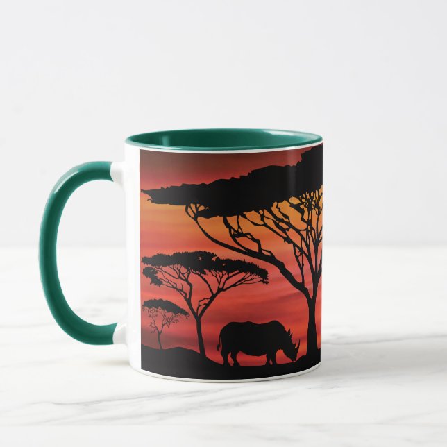 Taza Elefante, rinocerontes y jirafa en el Serengeti (Izquierda)