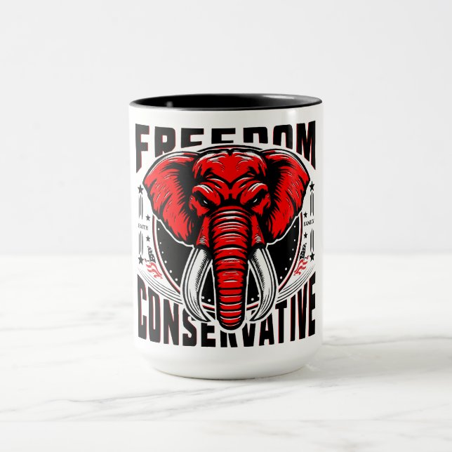 Taza Elefante Rojo | Conservador de la libertad de fami (Centro)