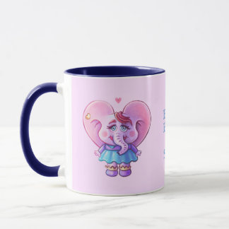 Taza Elefante rosa lindo enamorado (con tu nombre)