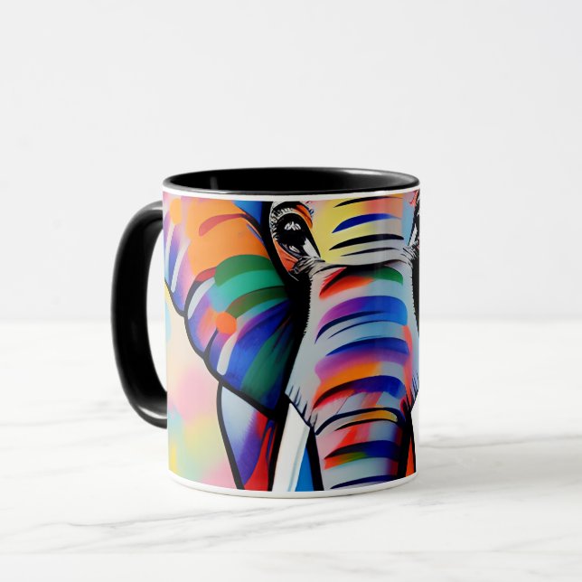 Taza Elefante salvaje africano colorido (Anverso izquierdo)