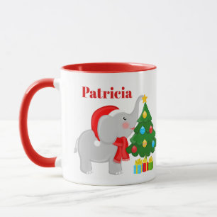 Taza elefante y árbol Navidades festivos