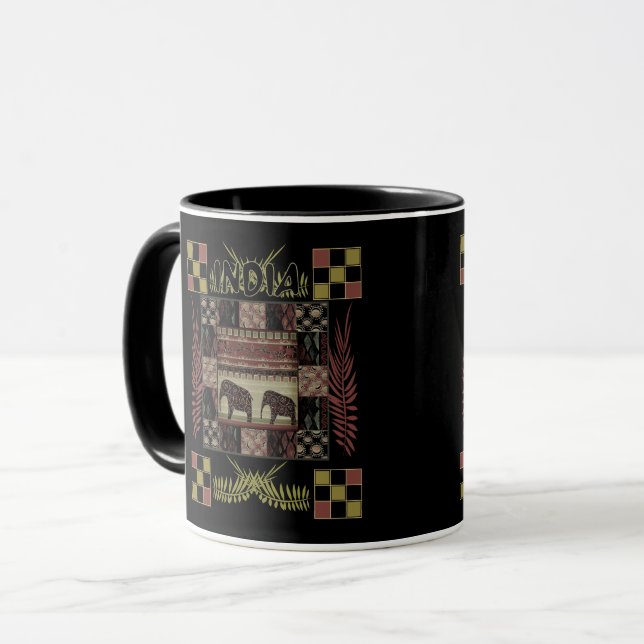 Taza elefantes de patchwork étnico de la India (Anverso izquierdo)
