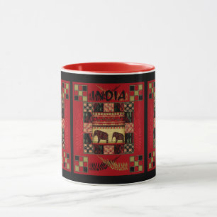 Taza elefantes de patchwork étnico de la India