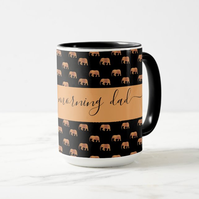 Taza Elefantes dorados negros para papá Ringer 15oz (Anverso derecho)