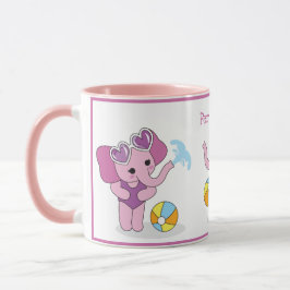 Taza Elefantes pequeños, rosados y morados